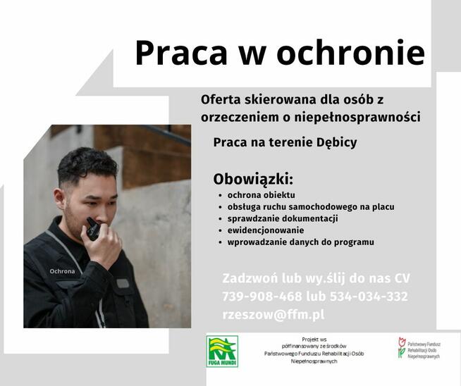 PRACA NA OCHRONIE DLA OSÓB Z ORZECZENIEM