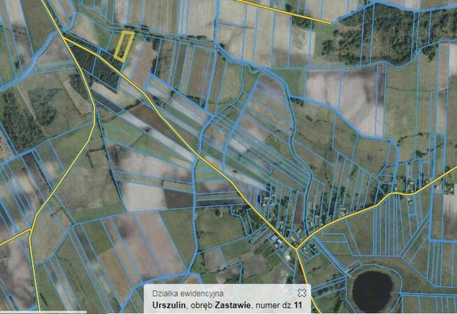 Działka 58a ,, Zastawe, koło Urszulina ,jezioro ,rzeka