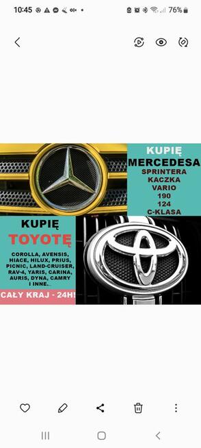 Skup aut MERCEDESÓW Mercedes TOYOT Toyota Avensis Sprinter A