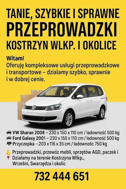 TANIE, SZYBKIE I SPRAWNE PRZEPROWADZKI – KOSTRZYN WLKP. I OK