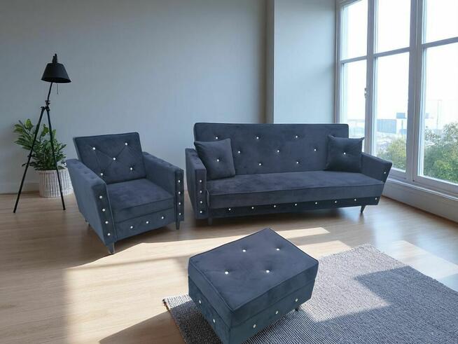 Komplet mebli Sofarozkładana Fotel Glamour Kanapa Zestaw