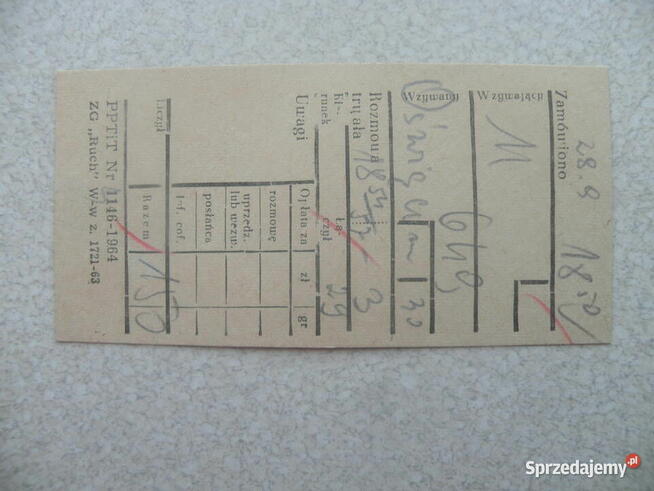 Druk poczta - Rozmowa międzymiastowa - 1964r.