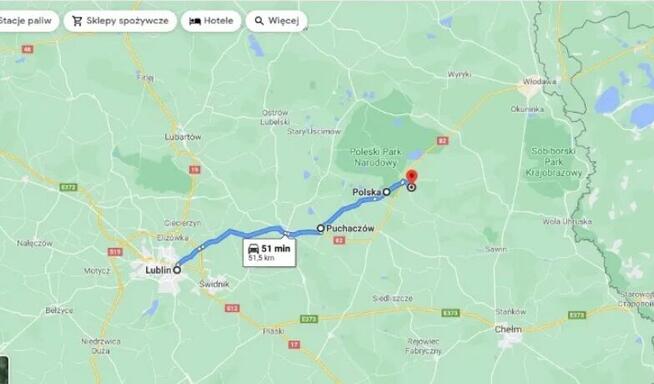 Działka 58a ,, Zastawe, koło Urszulina ,jezioro ,rzeka