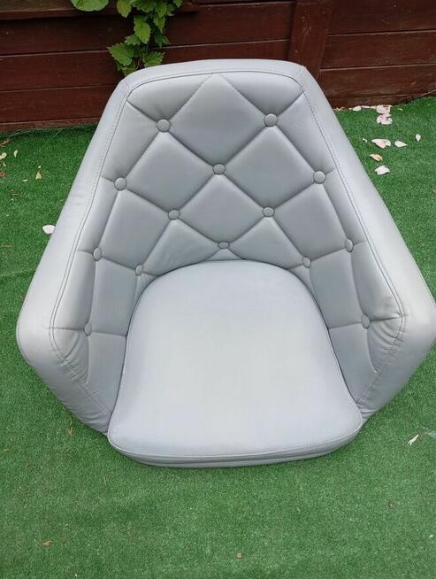 Siedzisko do fotel obrotowy, kosmetyczny Glamour szary skóra