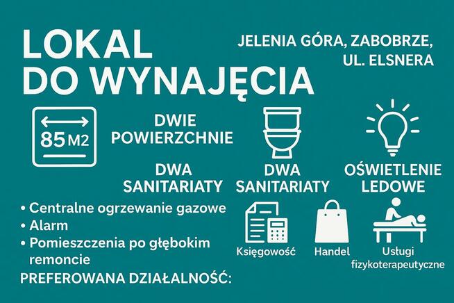 Lokal do wynajęcia – 85m2 - Po remoncie ul. Elsnera