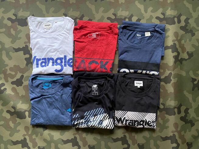 Koszulki M, T-shirty, 21 sztuk, Wrangler, Levis, New Balanc