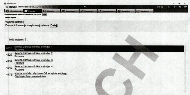 Świece żarowe BMW e60/e61 M47, sterownik, kabel (uszkodzone)