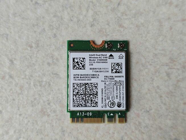 Karta sieciowa Intel dual band wilesess AC 3160