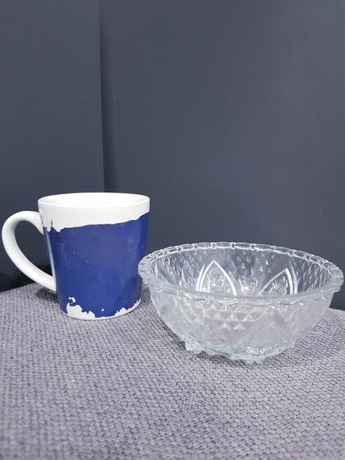 Kryształowa cukiernica z kubkiem