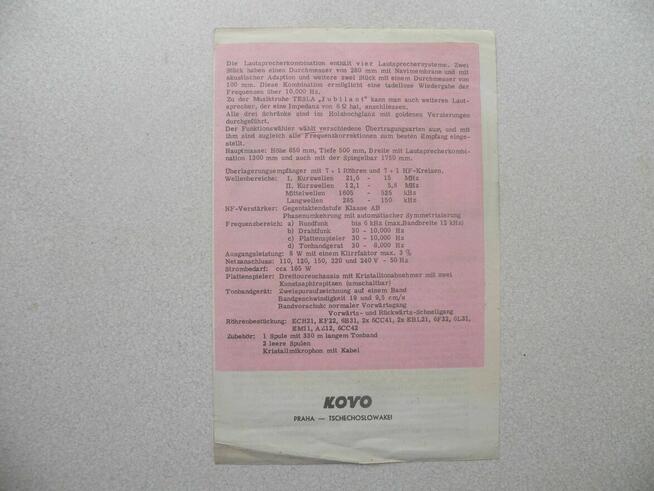 Reklama JUBILANT - Tesla - Czechosłowacja