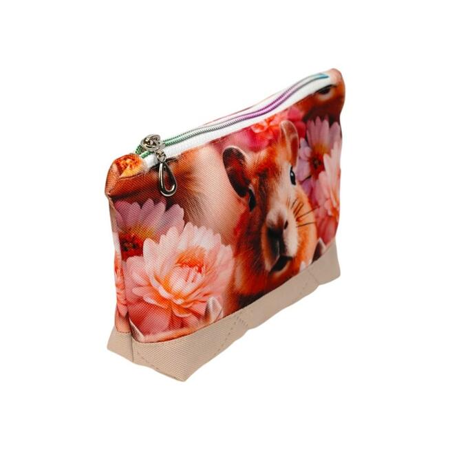 Mała Kosmetyczka Kapibara i Kwiaty - 19x13x5cm Rozmiar S