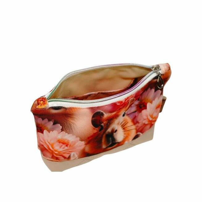 Mała Kosmetyczka Kapibara i Kwiaty - 19x13x5cm Rozmiar S