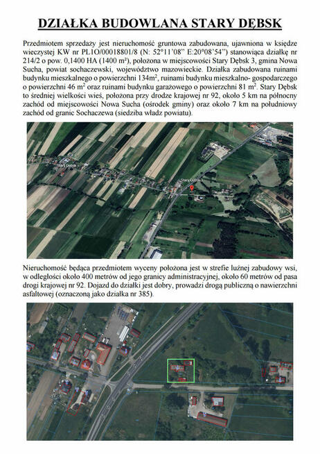 Syndyk sprzeda działkę Stary Dębsk (Sochaczew)