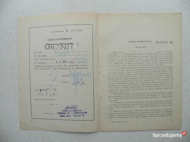INSTRUKCJA OBSŁUGI - TV GRANIT + KARTA GWARANCYJNA + SCHEMAT