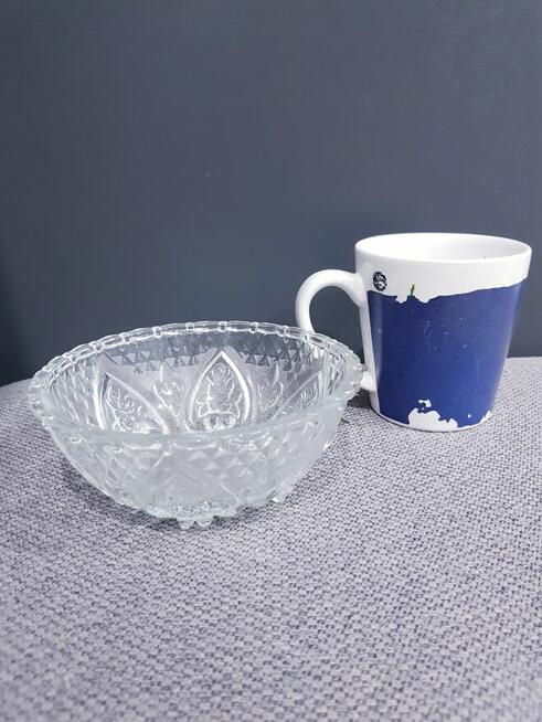 Kryształowa cukiernica z kubkiem