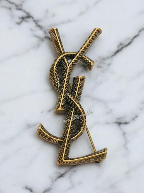 Broszka YSL vintage old money przypinka złota retro