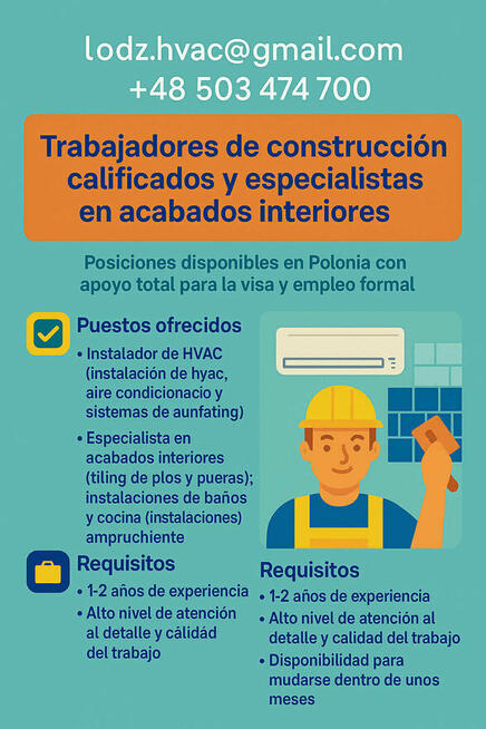 ¡Oportunidad Laboral en Łódź! Buscamos Montador de Baños y C