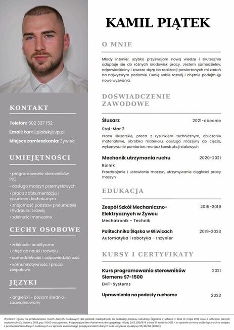 Poszukuję pracy jako Automatyk/Inżynier/Konstruktor
