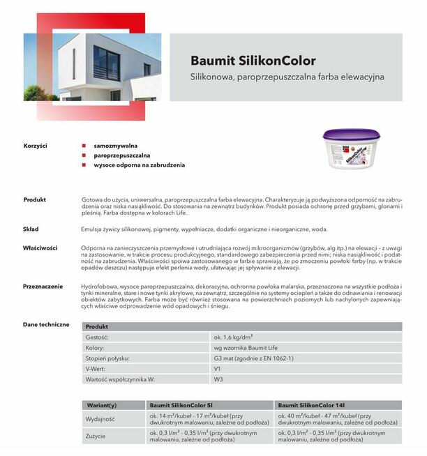 Farba silikonowa elewacyjna Baumit SilikonColor