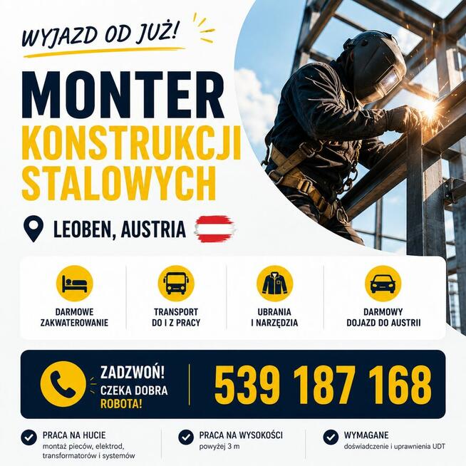Monter Konstrukcji Stalowych – Austria (Leoben)