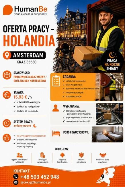 Pracownik Magazynowy / Rozładunek Kontenerów Amsterdam