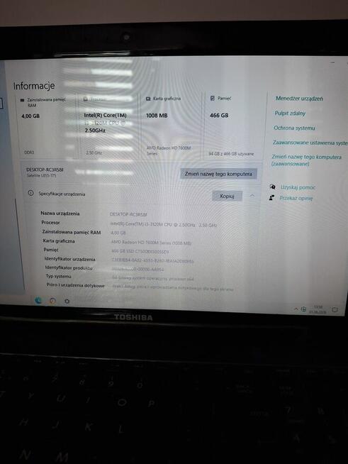 Sprzedam laptopa TOSHIBA