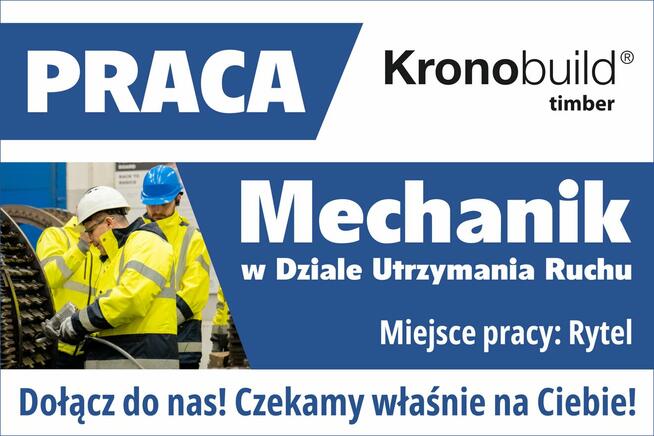 Osoba na stanowisko mechanik w Dziale Utrzymania Ruchu
