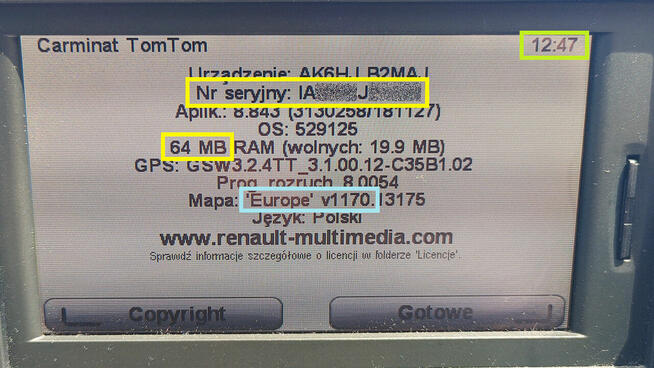 Mapa 1170 Renault Carminat TomTom 2026 Naprawa zegarka email