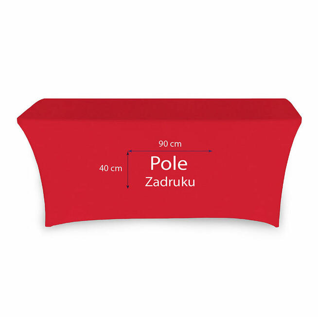 Czerwony elastyczny obrus na stół z logo