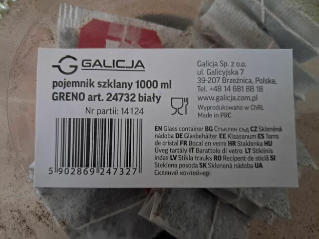 Pojemnik szklany biały z pokrywką, 1000 ml, sprzedam