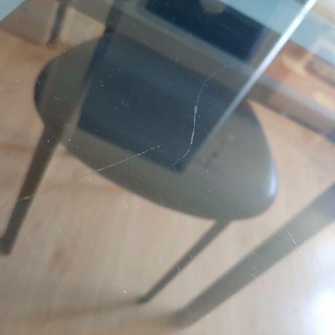 Stół stal nierdzewna i szkło + 4 krzesła eko skóra