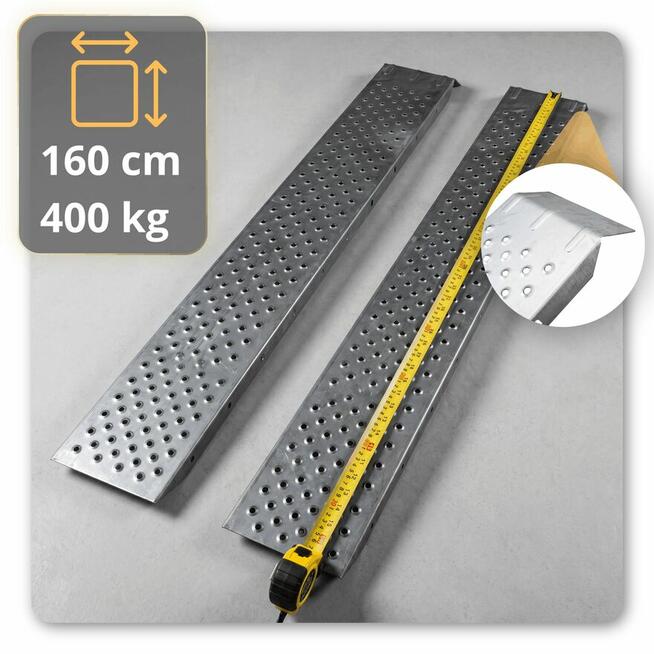 Rampy najazdowe stalowe 160cm 2szt 400kg antypoślizgowe ramp