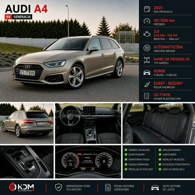 Audi A4 '21r/22r 40TFSi 204KM_I wł_ASO-Bezwypadkowy_Bezkolizyjny! TOP!
