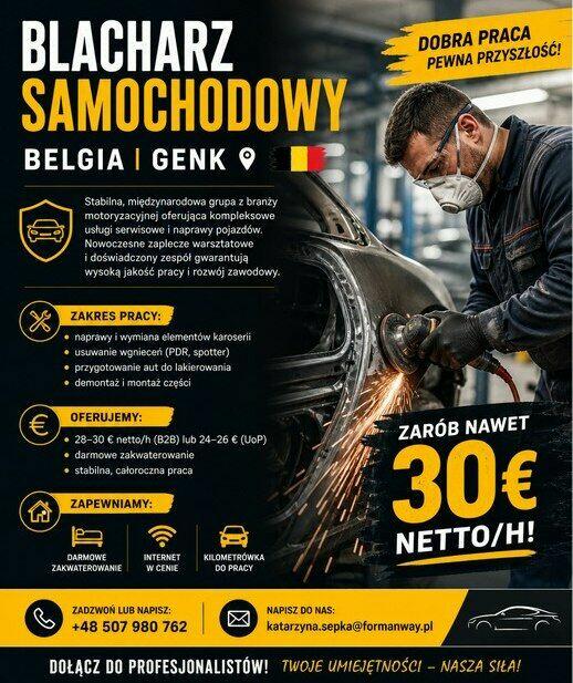 Blacharz samochodowy w Belgii