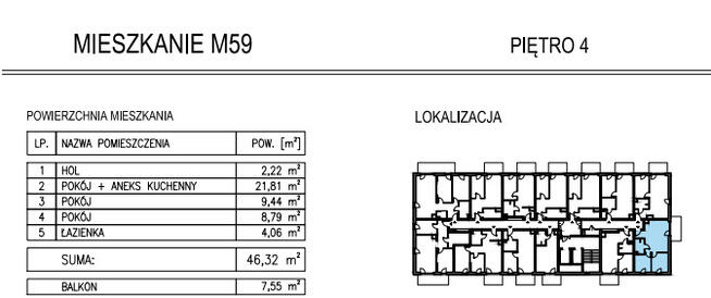 Nowe >3 pokoje > 46,32 m2 > Al. Solidarności