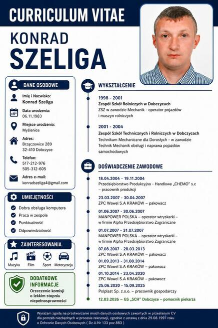 Ogłoszenie – poszukuję pracy