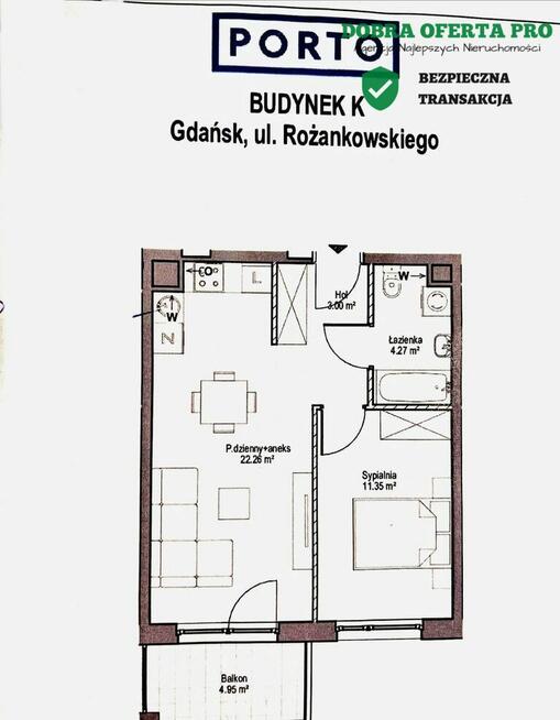 Porto – apartament 42 m² blisko morza
