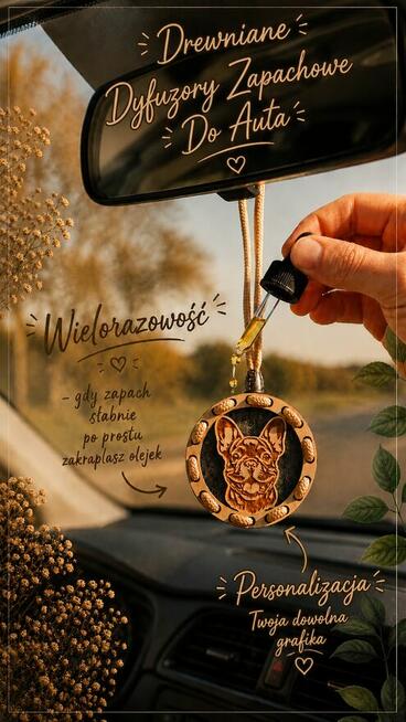Drewniana Zawieszka Zapachowa do Samochodu | PERSONALIZOWANA