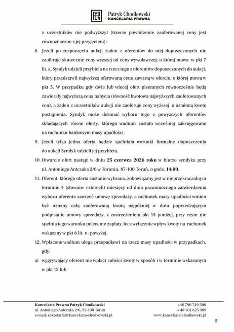 Syndyk sprzeda udziały w spółce AM76