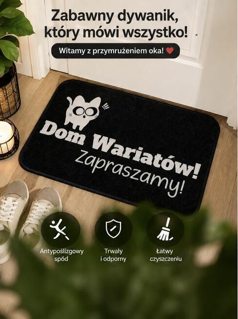 Wycieraczka „Dom Wariatów! Zapraszamy!” 60x40 Antypoślizgowa