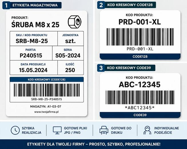 Tworzę etykiety magazynowe (SKU, partia, seria)
