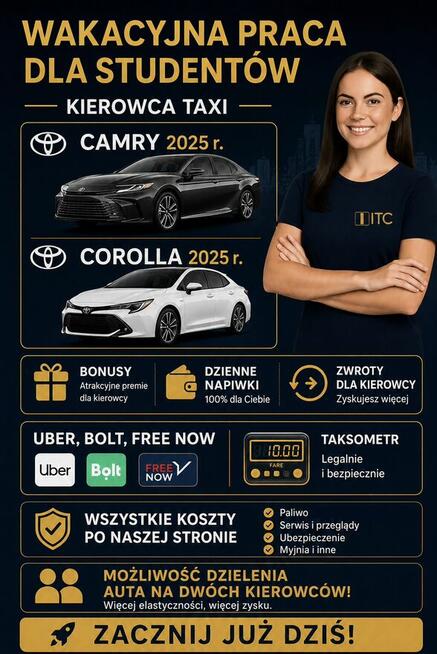 Kierowca Taxi Bolt/Uber| Camry | Corolla