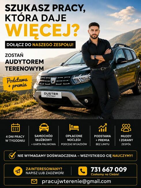 Praca podstawa + premia + auto służbowe