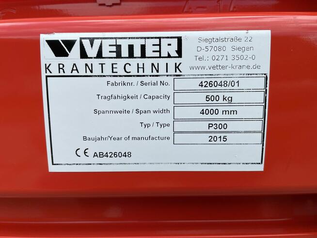 Wciągnik 500kg VETTER+BELKA suwnica wciągarka demag elektrow
