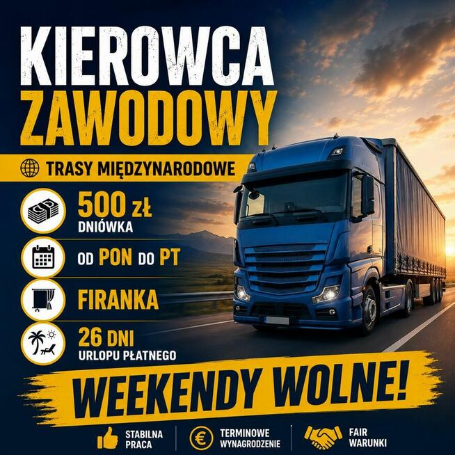 Praca Poniedziałek-Piątek weekend wolny 500 zł netto dzień