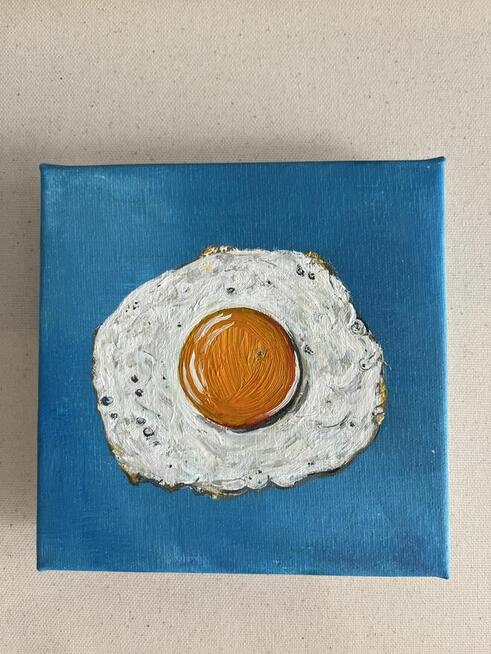 Jajko Sadzone Obraz olejny na płótnie, 15 × 15 cm.