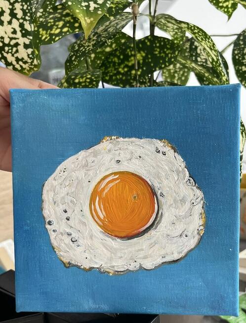 Jajko Sadzone Obraz olejny na płótnie, 15 × 15 cm.
