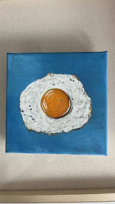 Jajko Sadzone Obraz olejny na płótnie, 15 × 15 cm.