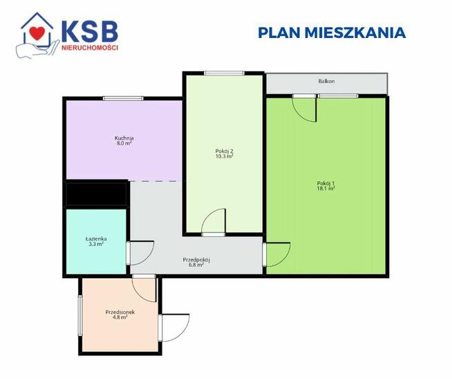 Widne mieszkanie Osiedle Rosochy 2 pokoje 46,71m2