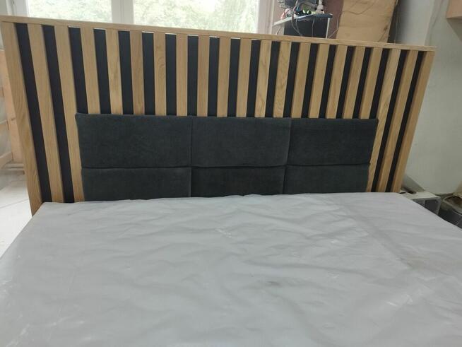 Łóżko Dębowe 160x200 z Materacem Kieszeń-Visco Loft Lamele
